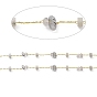 Natural Mixed Stone Chips & Disc Beaded Chains, with Brass Findings, Soldered, with Spool