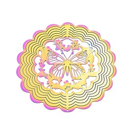 201 нержавеющая сталь 3 вращающийся подвесной ветряной спиннер, для украшения сада внутри и снаружи помещения, цветок с полой бабочкой