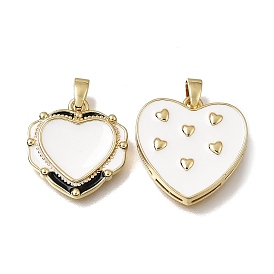Colgantes de latón con esmalte, encantos del corazón, chapado en rack, larga duración plateado, sin plomo y cadmio, dorado