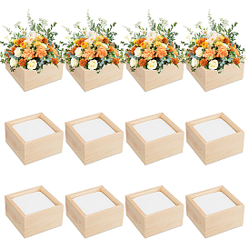 12шт. деревянные упаковочные коробки, без крышки, с 12шт. белой крафтовой пены, квадратный