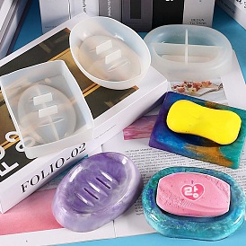 Oval/Rectangle Self-Draining Soap Dish Silicone Molds, Resin Casting Molds