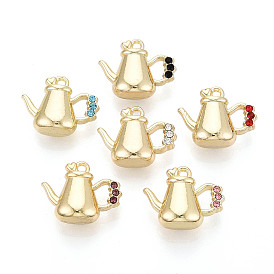 Подвески из сплава со стразами, чайник прелести, светлое золото/платина