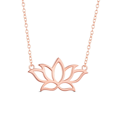 SHEGRACE 925 Sterling Silver Pendant Necklace, with Lotus Flower Pendant(Chain Extenders Random Style)
