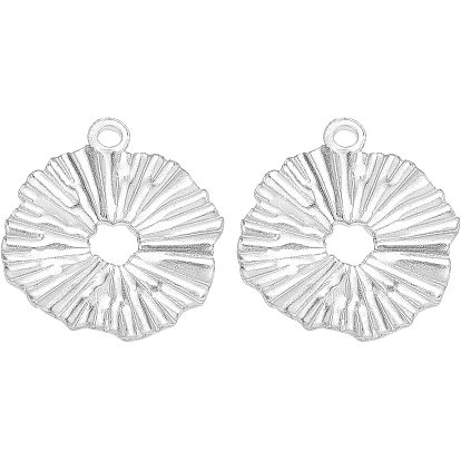 14Pcs 304 Stainless Steel Pendants, Hollow, Lotus Leaf