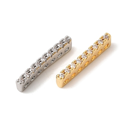 Латунные микропаве прозрачные кубические циркониевые распорки, 7-луночное, прямоугольные