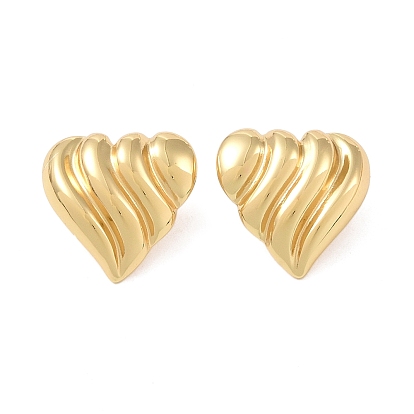 Texture Heart 304 Stainless Steel Stud Earrings for Women