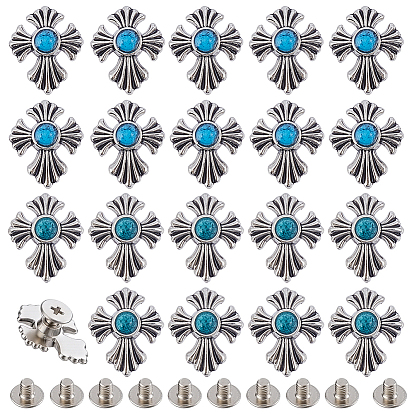 20сумки 2 цвета сплав полутрубчатые заклепки, крестик, с акриловой