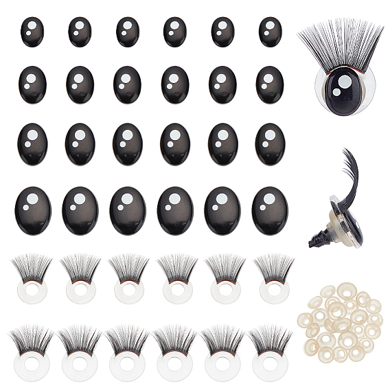 24 набор 4 стиль овальные пластиковые винты безопасности носики, с акриловыми кукольными ресницами в стиле 24 шт. 2, принадлежности для изготовления кукол
