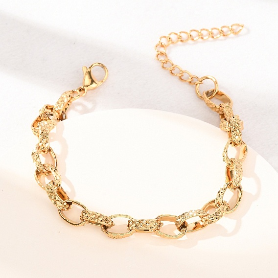 304 женские браслеты-цепочки с овальными звеньями из нержавеющей стали, ионное покрытие (ip), долговечный