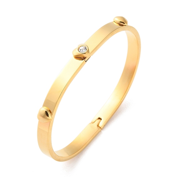 Сердце 304 браслеты из нержавеющей стали на петлях для женщин, со стразами