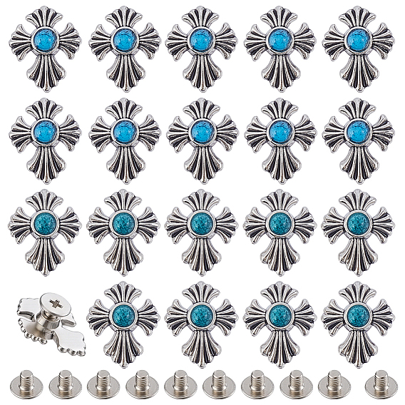 20сумки 2 цвета сплав полутрубчатые заклепки, крестик, с акриловой