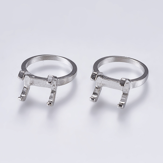 Alloy Finger Ring Prong Settings, 4 Claw Prong Ring Settings