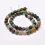 Natural Indian Agate Beads Strands, Round, Faceted