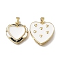 Brass with Enamel Pendants, Heart Charms, Rack Plating, Long-Lasting Plated, Cadmium Free & Lead Free, Golden