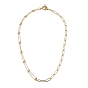 Brass Cable Chain Necklace, with Brass Round Beads and 304 Stainless Steel Toggle Clasps