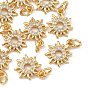 SHEGRACE Brass Clear Cubic Zirconia Charms, Sun Charms, Cadmium Free & Lead Free & Nickel Free