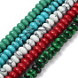 Нити бусин из синтетического малахита и синтетической бирюзы, рондель, смешанные окрашенные и неокрашенные