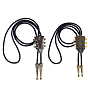 2 piezas 2 estilos collares tipo bolo con colgante de guitarra de aleación, con cordón de cuero sintético negro