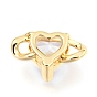 Brass Links Connectors, with Cubic Zirconia, Long-Lasting Plated, Heart, Real 18K Gold Plated
