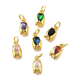 Латунные микро проложить кубического циркония подвески, слезинки, с прыжковых колец, без кадмия и без свинца, долговечный, стойки покрытие, реальный 18 k позолоченный