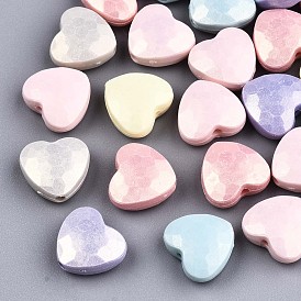 Spray Painted Acrylic Beads, Rubberized Style, Faceted, Heart