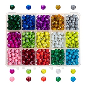 15 Colors Drawbench Glass Beads, Round