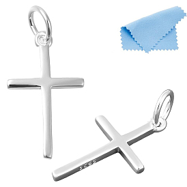 2 шт. 925 подвески из стерлингового серебра, религия крест прелести, с прыгающими кольцами и 925 штампом, 1Замшевая ткань из ПК, квадратная салфетка для полировки серебра