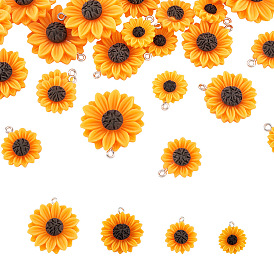 40 шт. 4 подвески из непрозрачной смолы, с платиновым тоном железная петля, подсолнечник