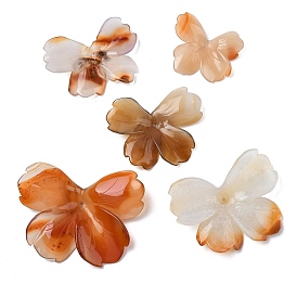 Резные бусины из натурального красного агата, цветок, окрашенная и подогревом