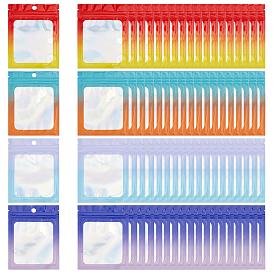 120Pcs 4 Colors Rectangle Glitter Holographic Resealable Bags, Makrofol Storage Bags, Self Seal Bag, Top Seal
