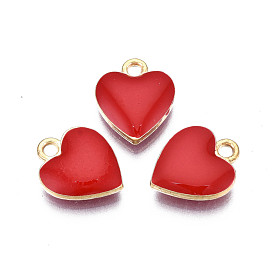 Rack Plating Alloy Enamel Charms, Cadmium Free & Lead Free, Heart