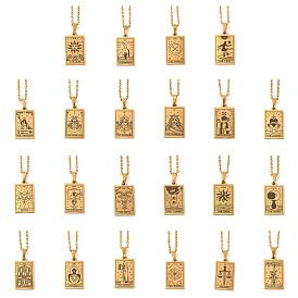 Tarot Theme 304 Stainless Steel Pendant Nacklaces For Women, Cable Chain Necklaces, Real 18K Gold Plated