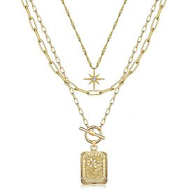 Латунные микро-паве прозрачные кубические цирконии 3 многослойные звезды и прямоугольники с подвесками в виде розы для женщин