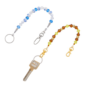 2шт. брелок из стекла, акрила и сплава, с поворотными карабинами из сплава и железными кольцами