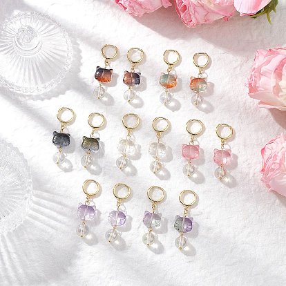 7 пары сережек-колец в стиле лэмпворк, форма кошки