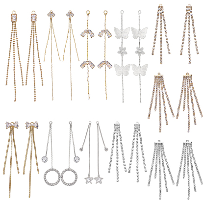 Наборы для самостоятельной сборки подвесок, включая латунные подвески в форме чашки со стразами, сплав со стразами, цепочки для чашек, подвески с кисточками