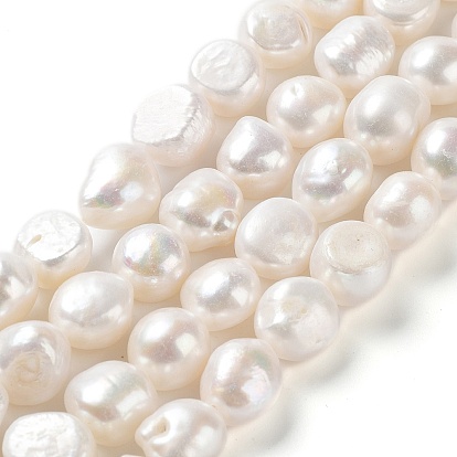 Natural Cultured Freshwater Pearl Beads Strands, Two Side Polished, Grade 4A