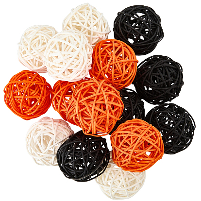15Pcs 3 Colors Wicker Rattan Balls, Decorative Orbs Vase Fillers, for Craft, Party, Wedding Decoration