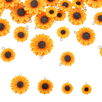 40 шт. 4 подвески из непрозрачной смолы, с платиновым тоном железная петля, подсолнечник