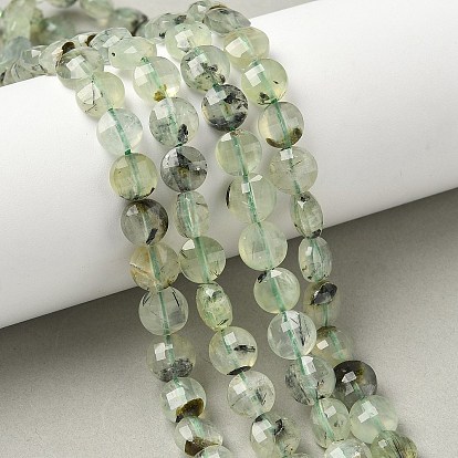 Природные пренит нитей бисера, граненый квадратный разрез, плоско-круглые