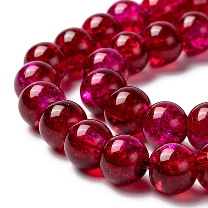 Assorted Colors 4mm Round Crackle Glass Beads (5 Strands)