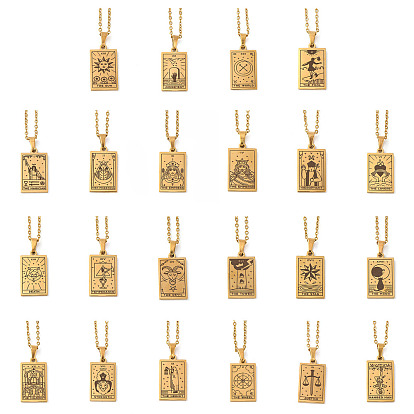 Тема Таро 304 подвесные ожерелья из нержавеющей стали для женщин, кабель ожерелья цепи, реальный 18 k позолоченный