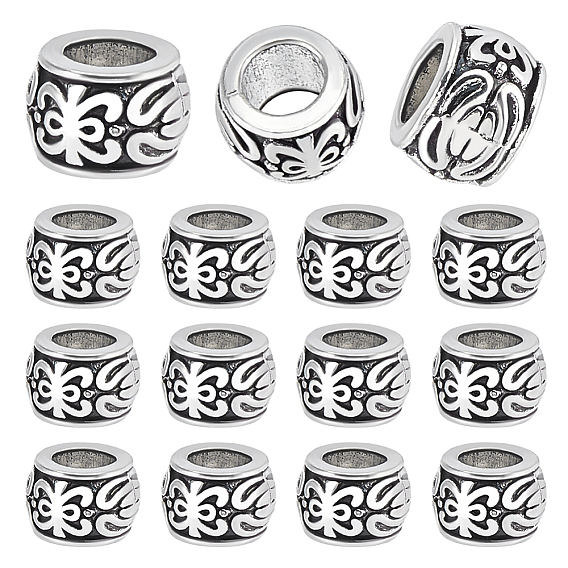 150Pcs Tibetan Style Alloy European Beads, Round, Large Hole Beads