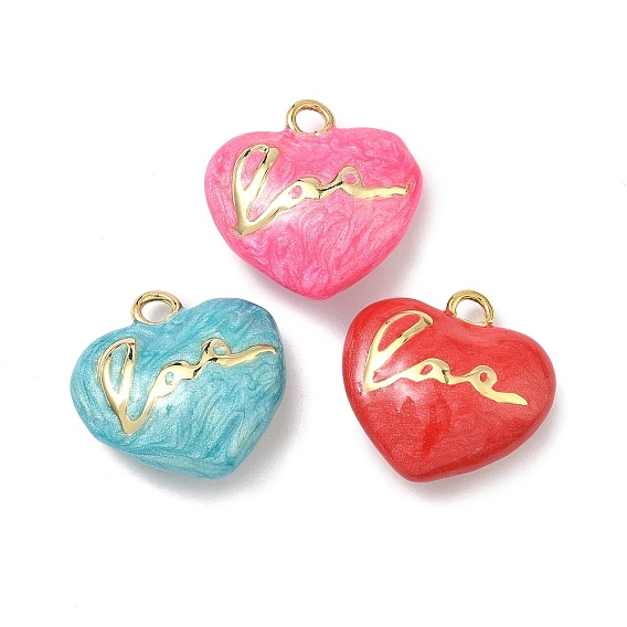 Латунь эмаль подвески, сердце прелести, долговечный, стойки покрытие, без свинца и без кадмия, реальный 18 k позолоченный