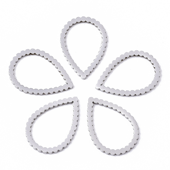 201 Stainless Steel Linking Rings, Laser Cut, Teardrop