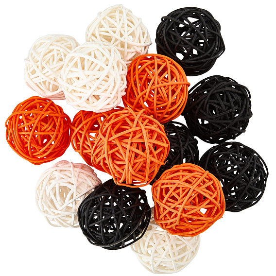 15Pcs 3 Colors Wicker Rattan Balls, Decorative Orbs Vase Fillers, for Craft, Party, Wedding Decoration