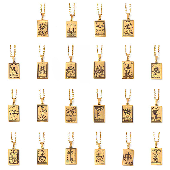 Тема Таро 304 подвесные ожерелья из нержавеющей стали для женщин, кабель ожерелья цепи, реальный 18 k позолоченный