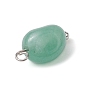 Natural Mixed Gemstone Pendants, Nuggets Tumbled Stone Charms with Platinum Plated Brass Loops