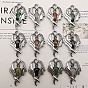 Natural & Synthetic Mixed Gemstone Pendants, with Antique Silver Zinc Alloy Finding, Wing Charms