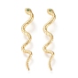 Brass Micro Pave Cubic Zirconia Big Pendants, Long-Lasting Plated, Snake Shape